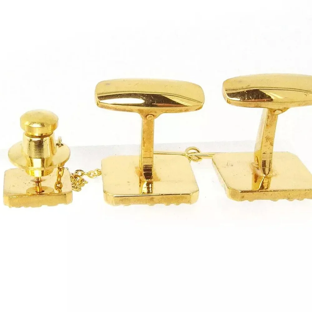 YVES SAINT LAURENT cuffs logo Gold hardware Authentic used T17502